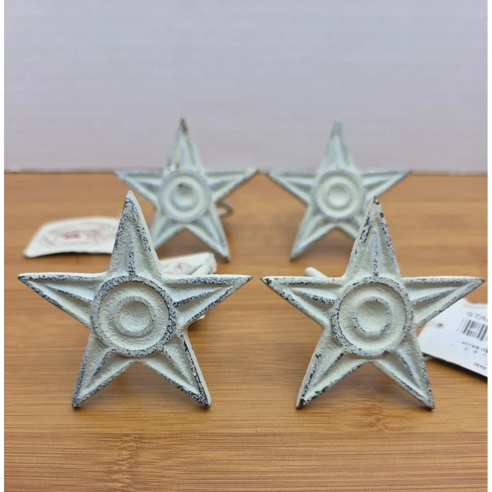 The Country House Collection Set of 4 Rustic Cast Iron Star Napkin Ring Holders